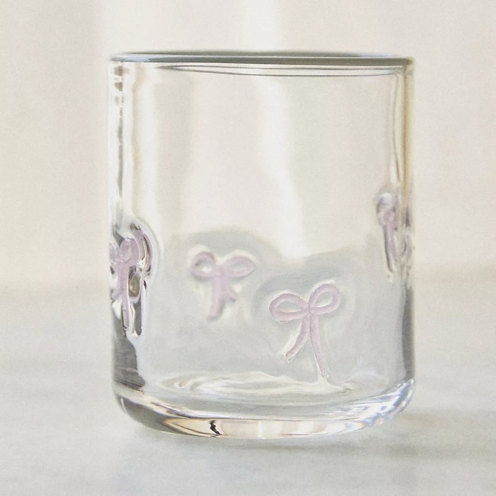 ANTHROPOLOGIE Easter Pink Bow Icon Juice Glass Retro Drinkware 1 PC